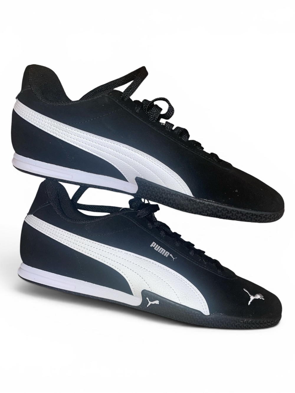 Puma Bella Donna SD Fleur Shoes Women’s 10 Black White Suede Casual Sneakers NEW